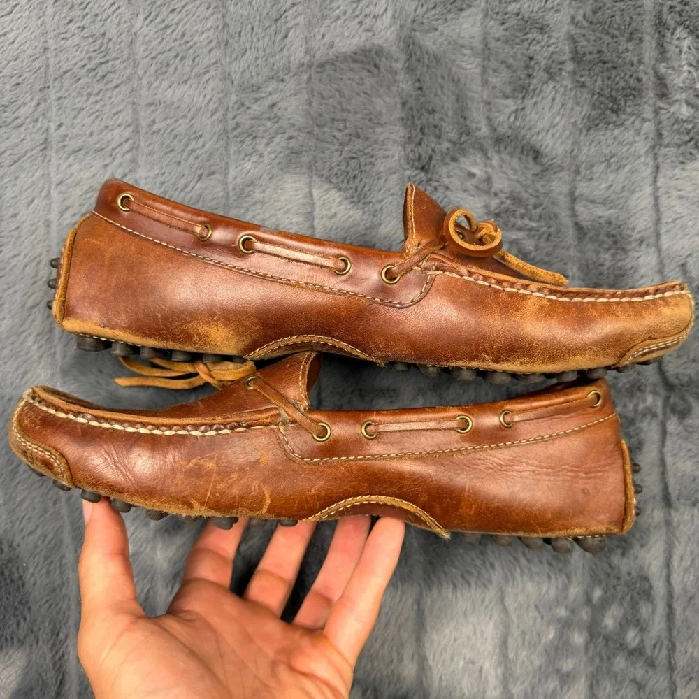 Cole Haan Gunnison Driver Loafers Mens 8.5D Tan Leather Shoes 13215
